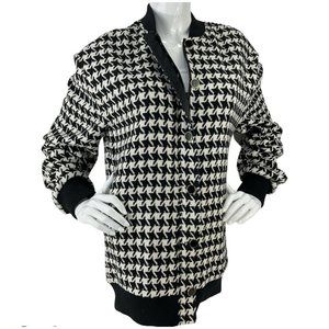 L'Academie Jacket Women Sz S The Sophia Bomber Black White Houndstooth $178 Nwt